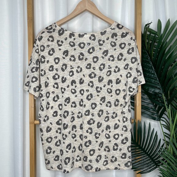 SOLD Seed Heritage Beige Animal Print Linen T-Shirt Top Size XS Womens Short - Picture 3 of 10